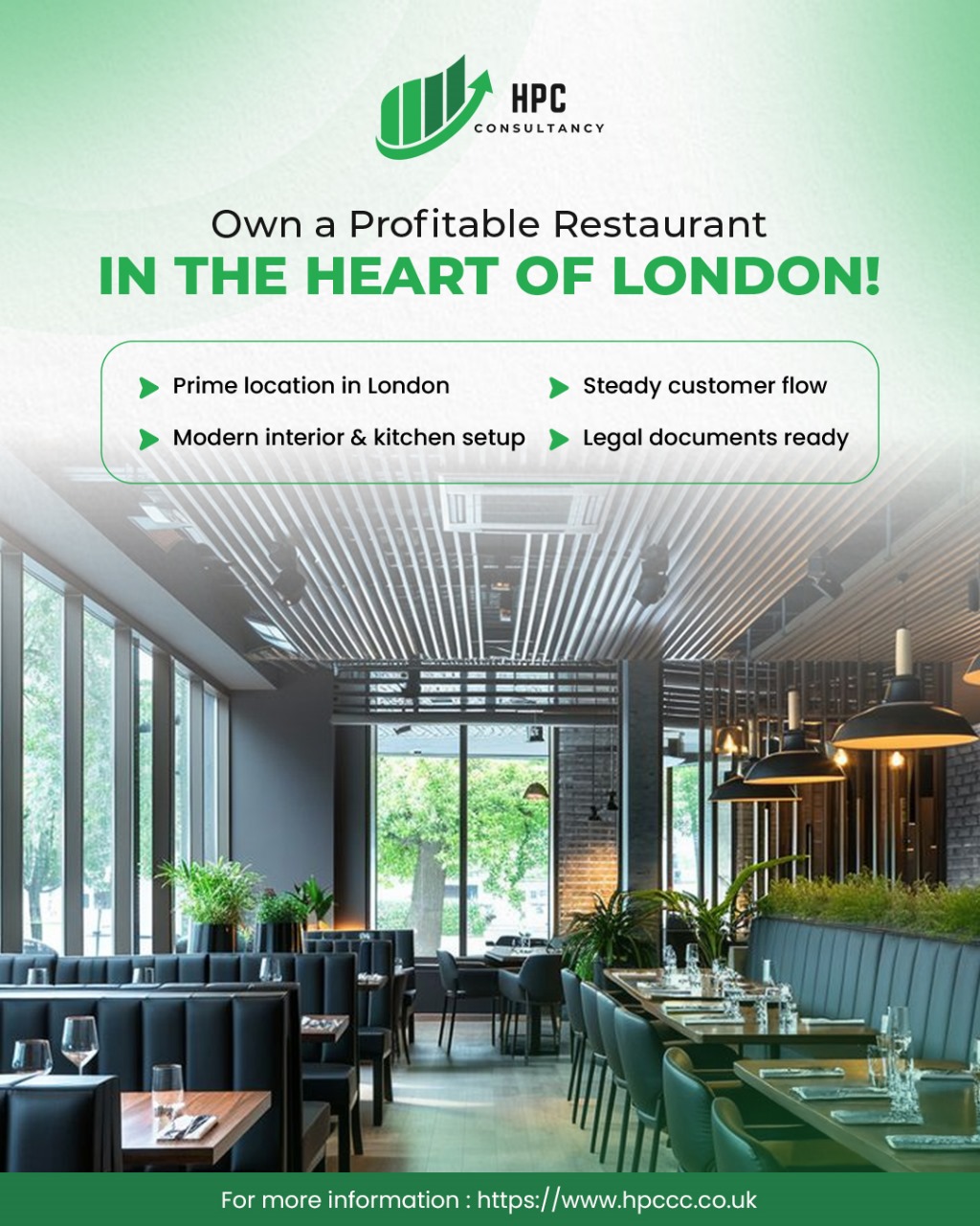 Running restaurant for sale in London